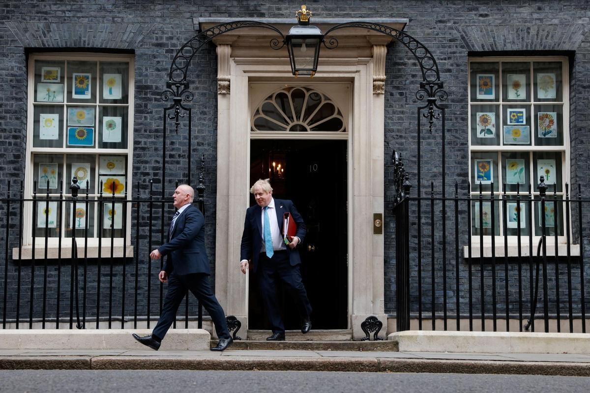 British PM Boris Johnson leaves Downing Street in London