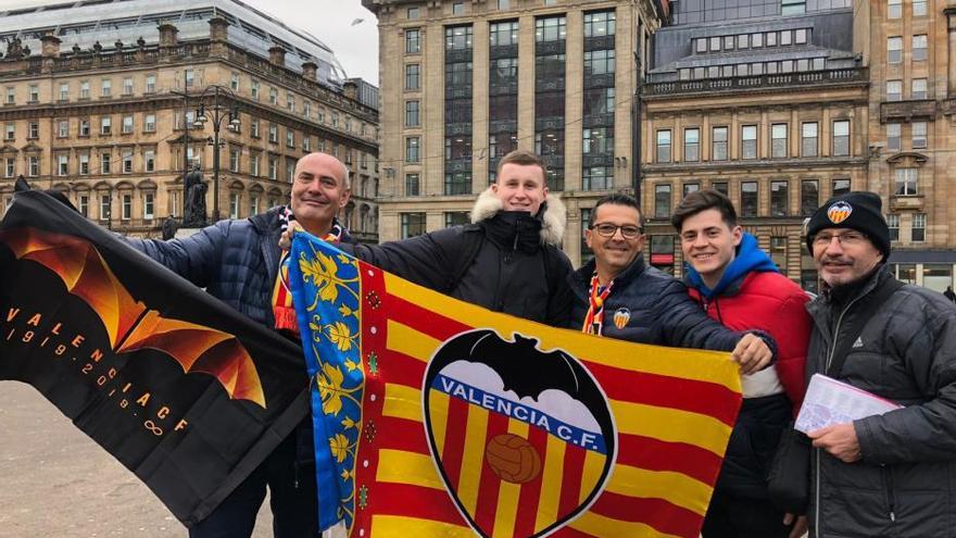 La afición del Valencia CF, en Glasgow