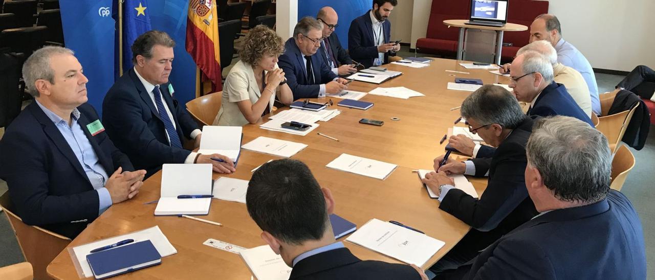 Los europarlamentarios del PP, reunidos con representantes del sector del vino de España. | L.O.