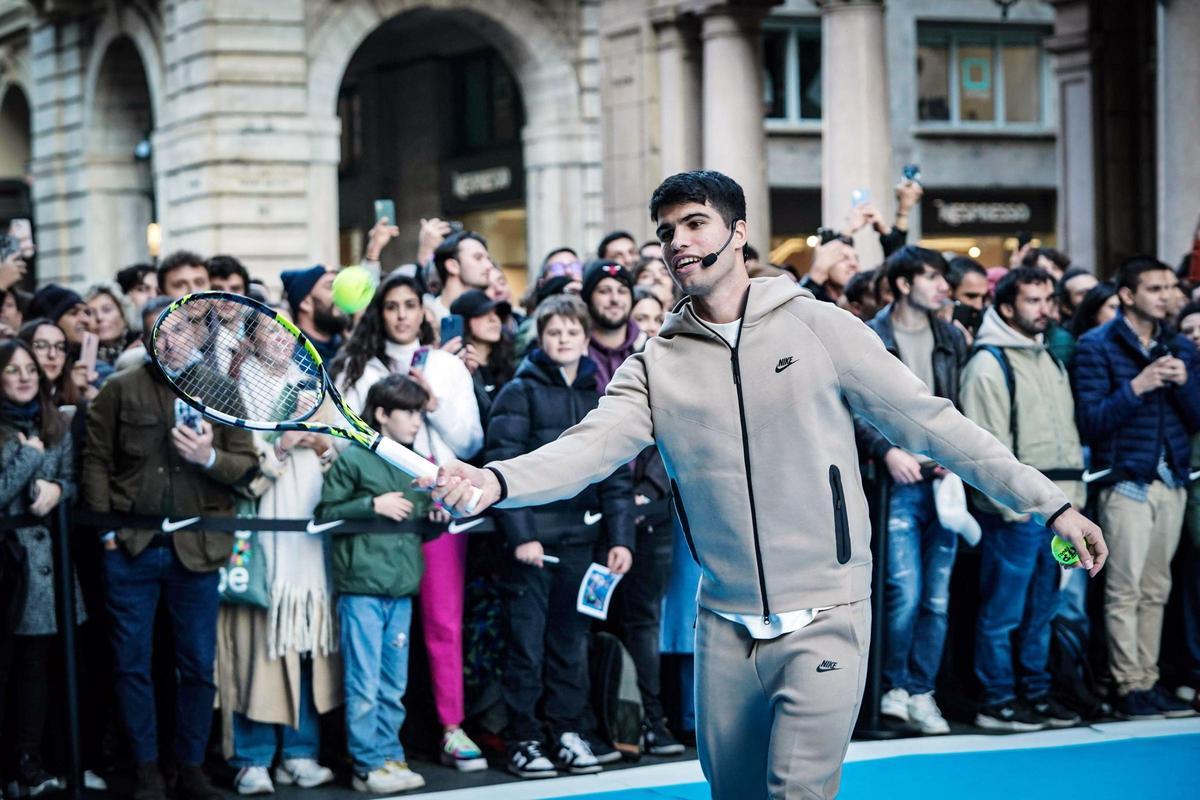 Carlos Alcaraz, en un evento de Nike en Turín