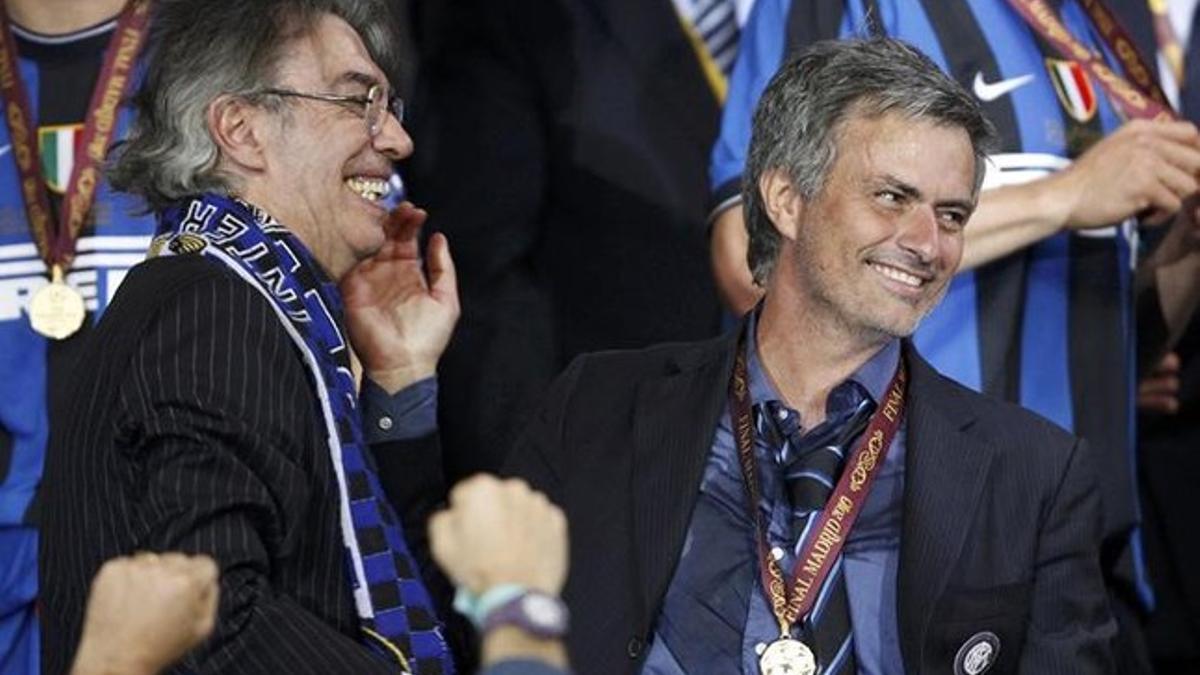 Massimo Moratti y José Mourinho