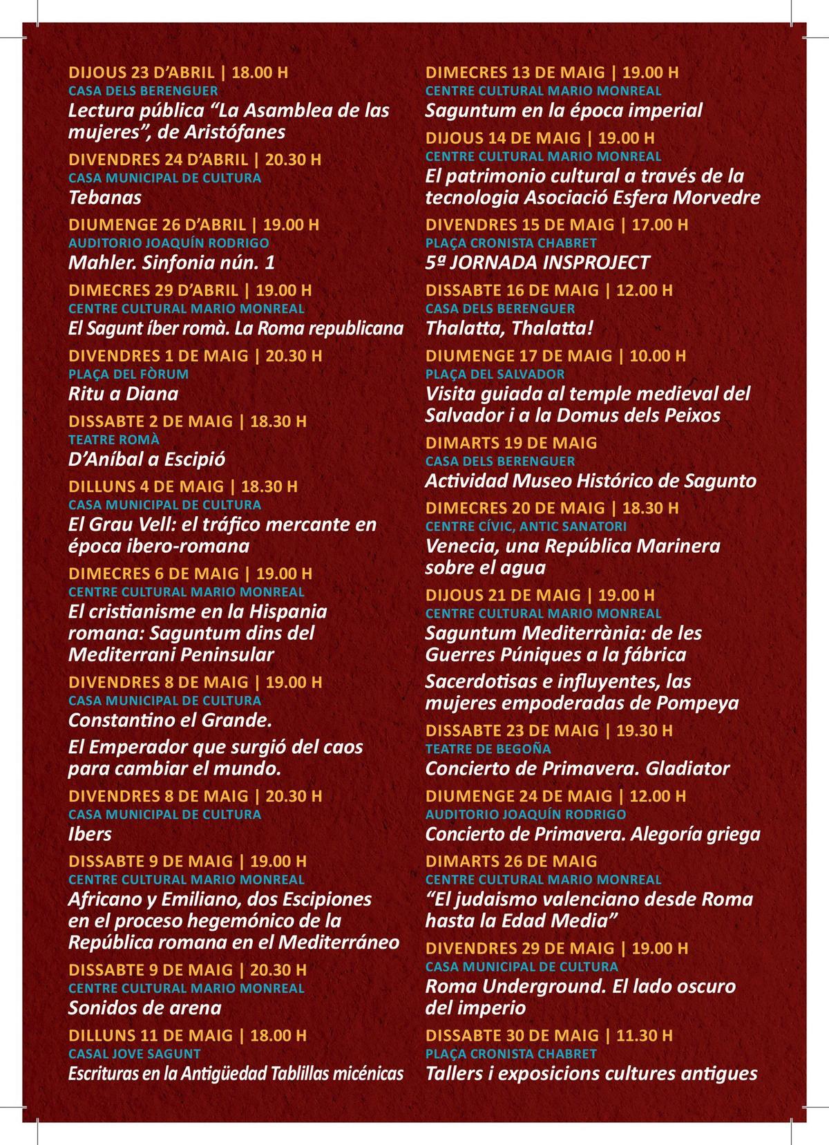 Programación el evento.