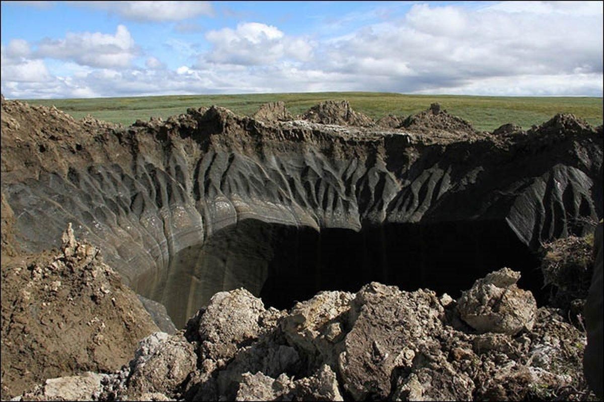 Uno de los cráteres en Siberia