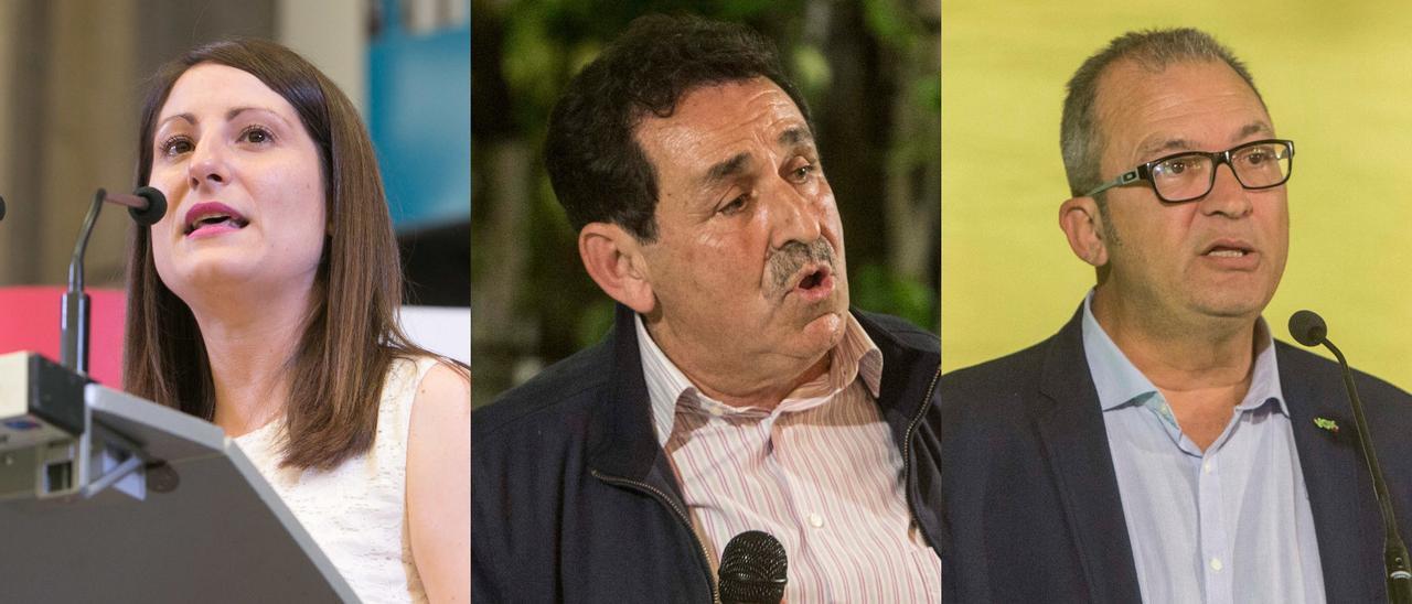 La síndica en las Cortes Ana Vega, el diputado Manuel Mestre y el candidato Pascual Moxica.