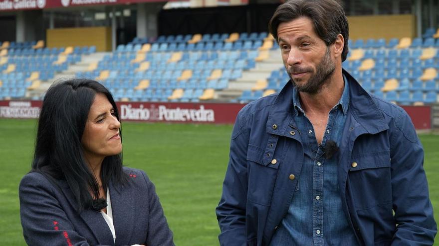 Lupe Murillo y José Antonio Canales, en el estadio de Pasarón.