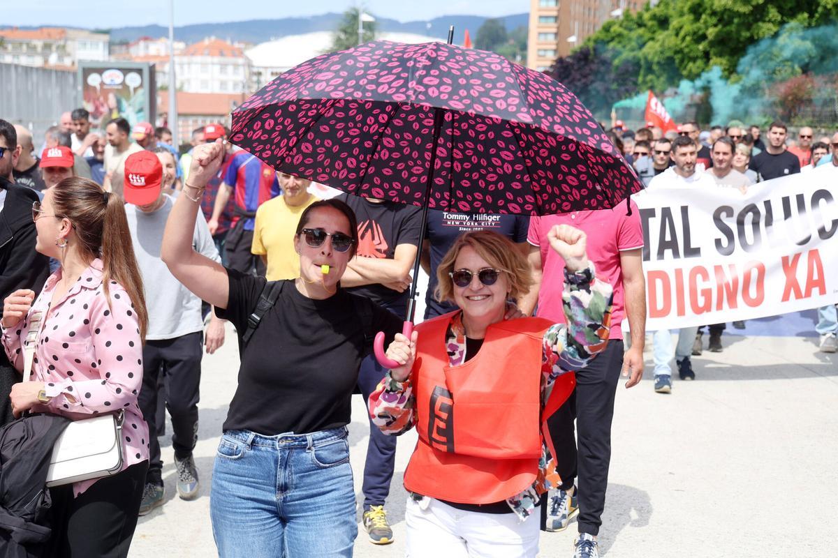 Pontevedra. Manifestación de trabajadores del metal en el centro de Pontevedra.