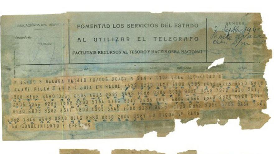 Uno de los telegramas expuestos en el Archivo Histórico Provincial.