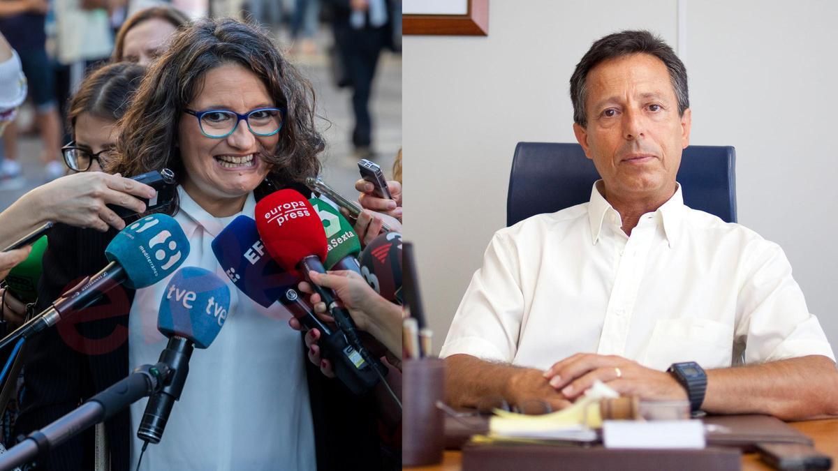 Mónica Oltra, vicepresidenta, portavoz y consejera de Igualdad y Políticas Inclusivas de la Generalitat Valenciana entre 2015 y 2022, y el juez Pedro Castellano.
