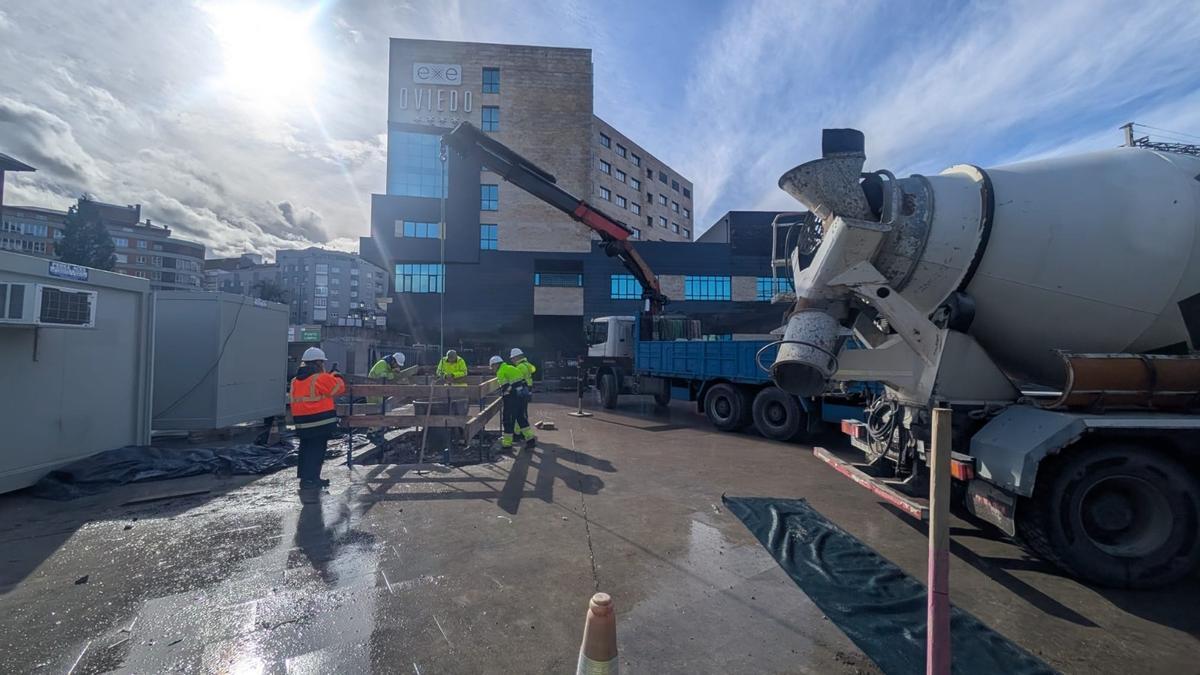 Los trabajos sobre la parcela de la estación de autobuses.
