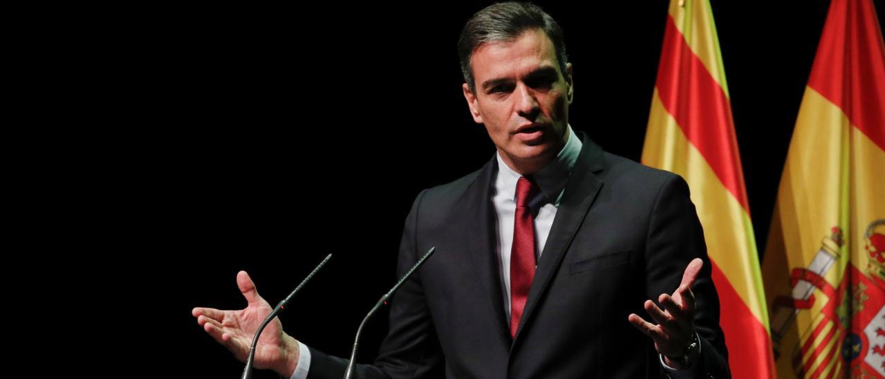 Spain&#039;s PM Pedro Sanchez speaks about plan to issue pardons, in Barcelona