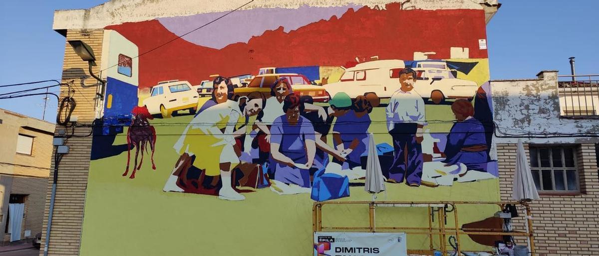 La obra que Dimitris Taxis pintó el año pasado en Épila.