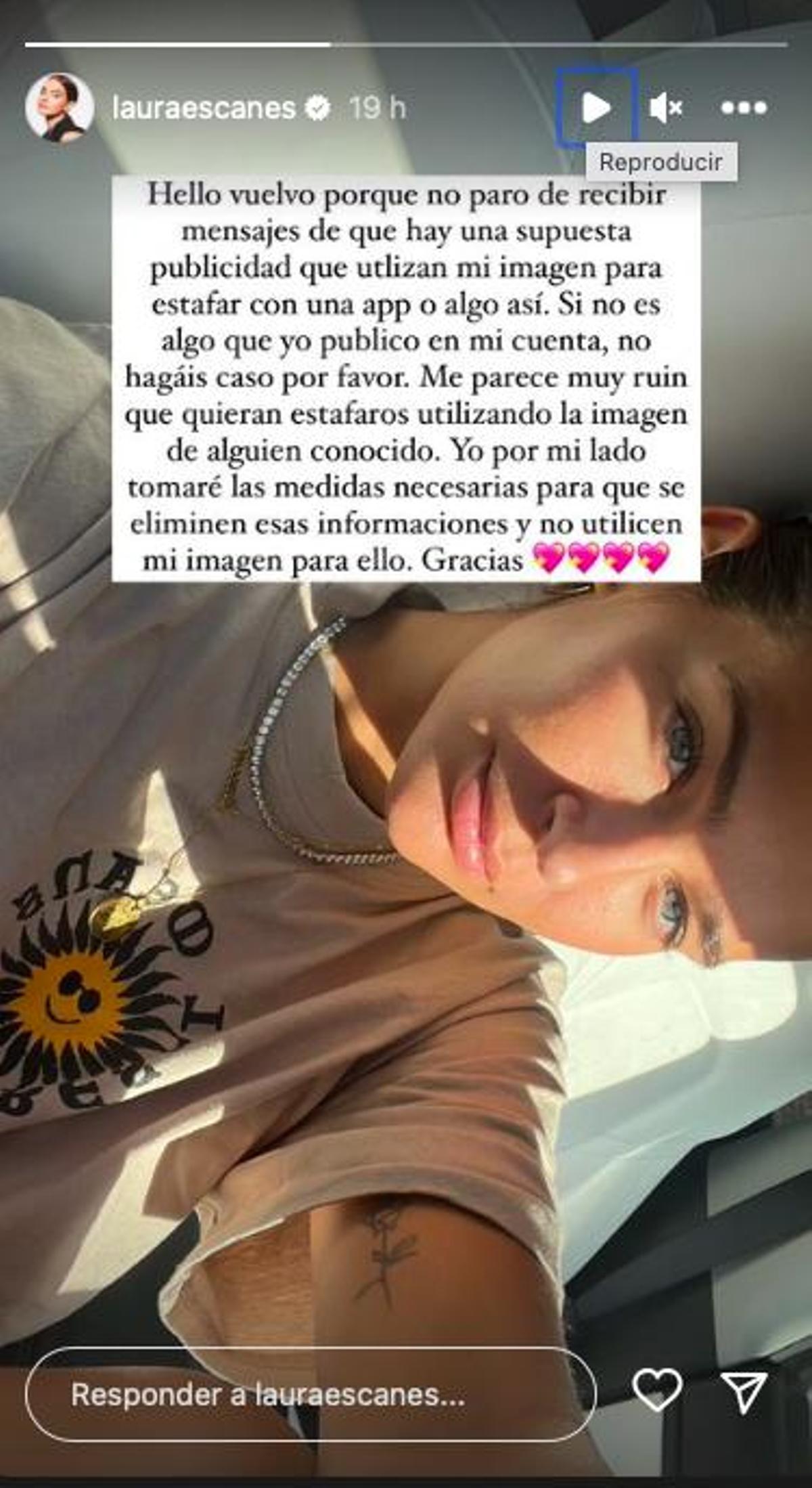 Laura Escanes vuelve a Instagram con un stories sobre una estafa.