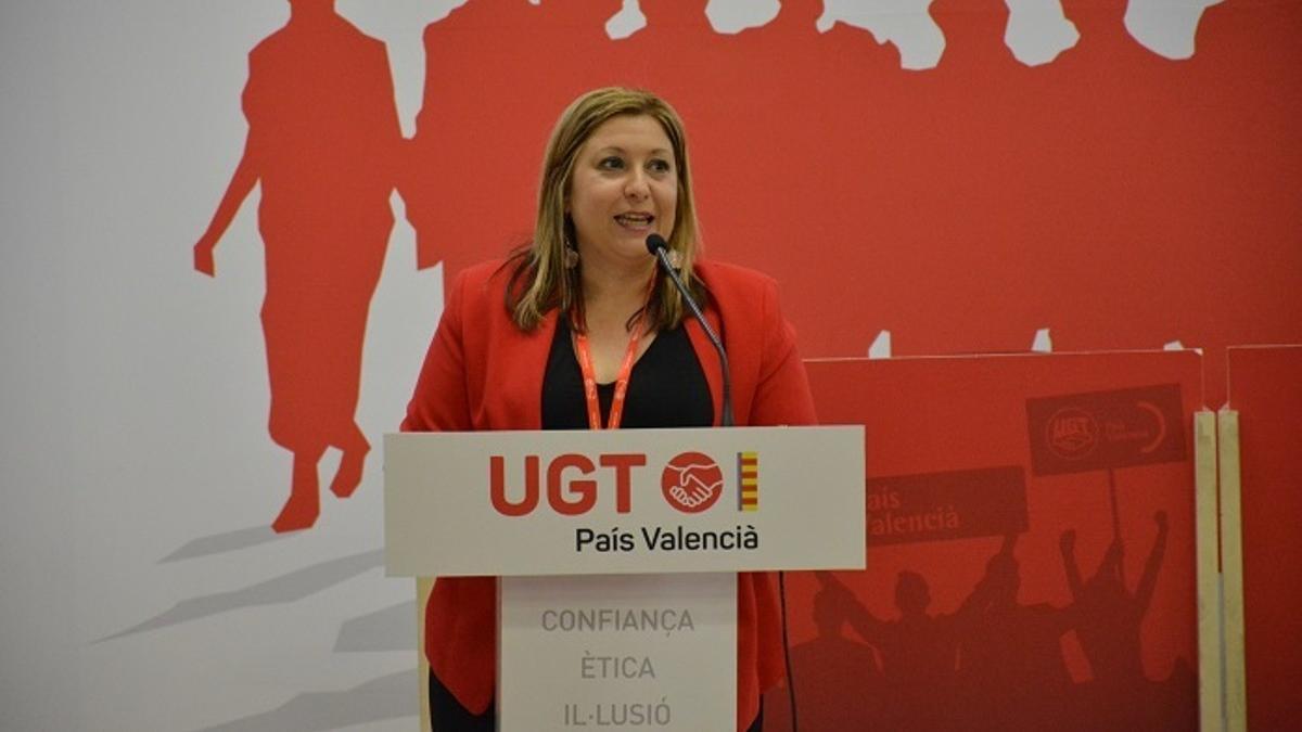 La nueva secretaria general de UGT en l'Alacantí y la Marina, Yolanda Díaz, este jueves.