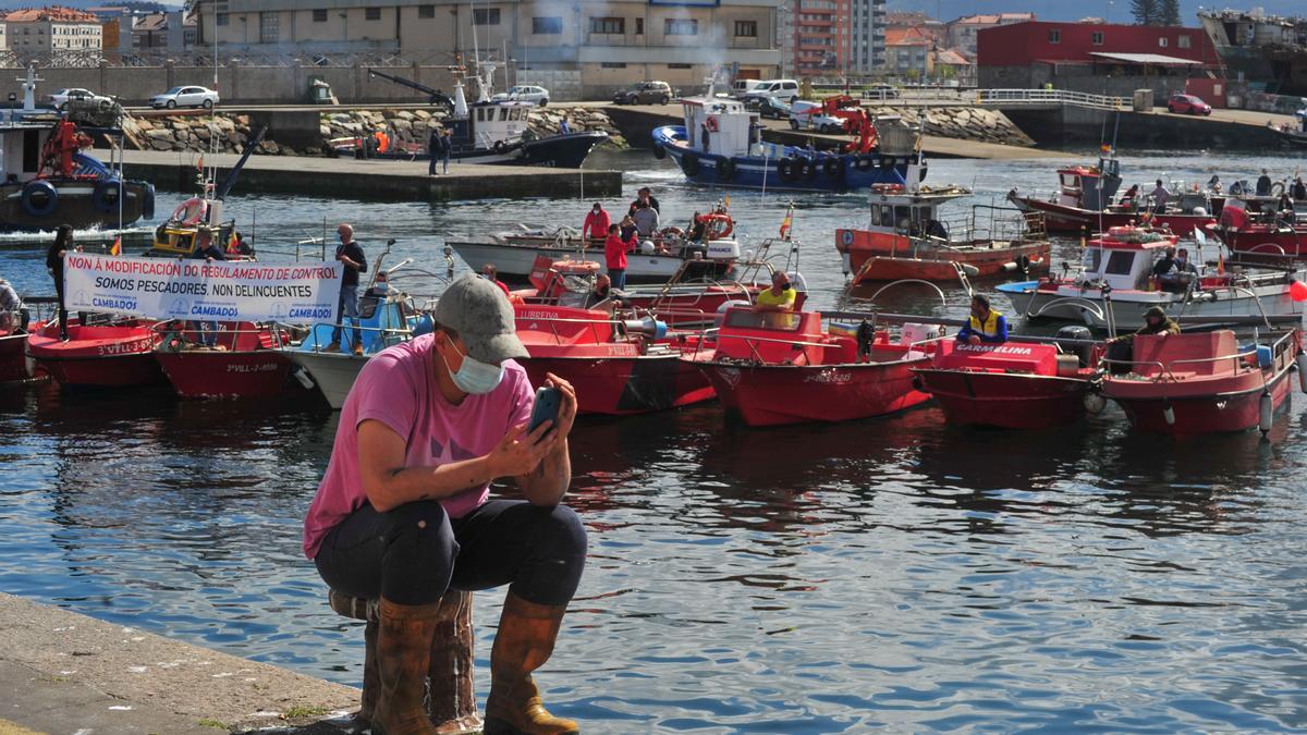 La protesta desarrollada en Cambados.