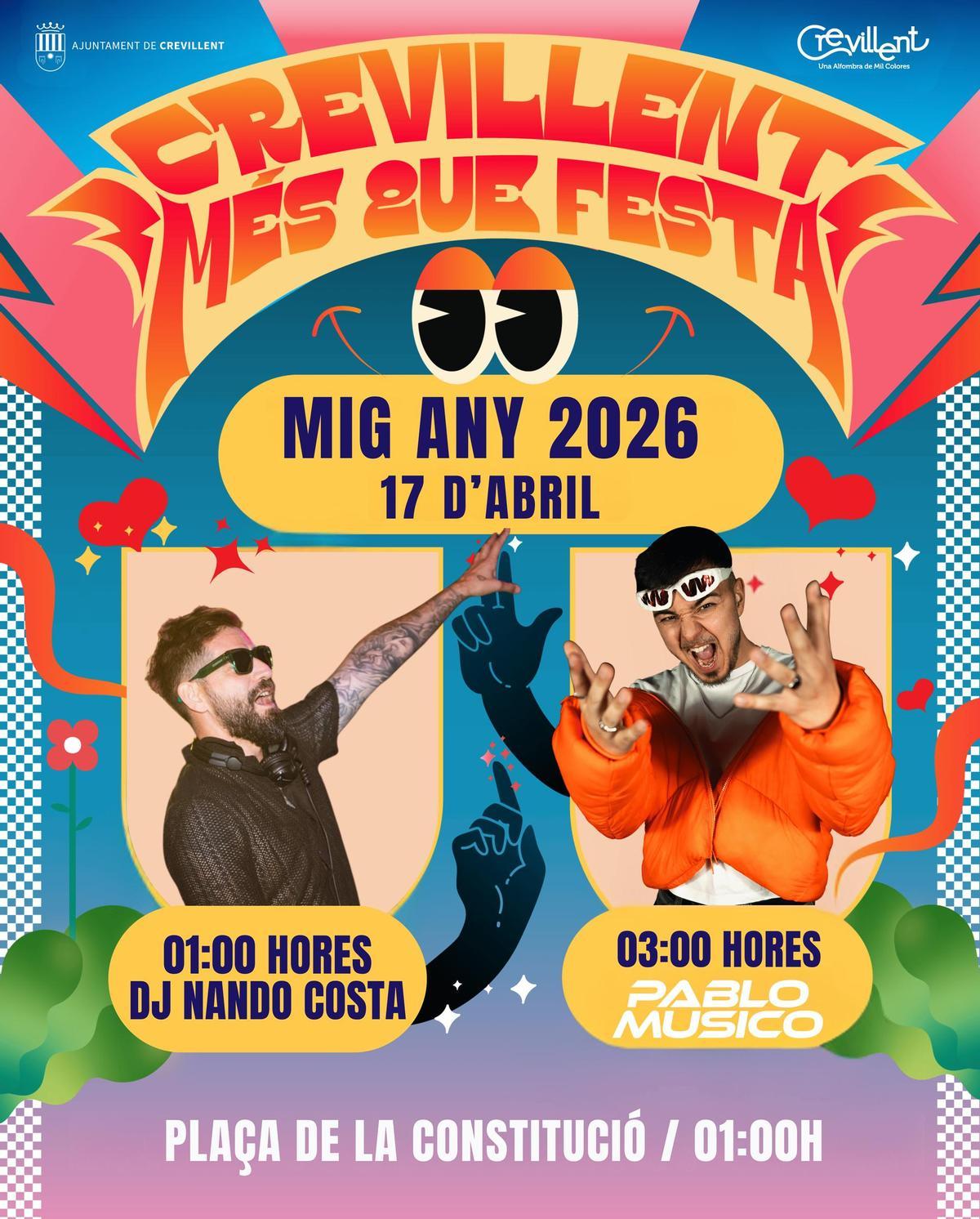 Cartel de la fiesta del Mig Any organizada por el Ayuntamiento de Crevillent