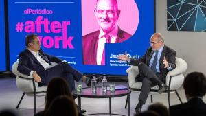 El director de EL PERIÓDICO, Albert Sáez, y el portavoz del Parlamento Europeo, Jaume Duch, durante el Afterwork.