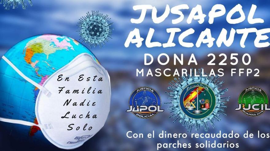 Cartel de la donación de mascarillas de Jusapol.