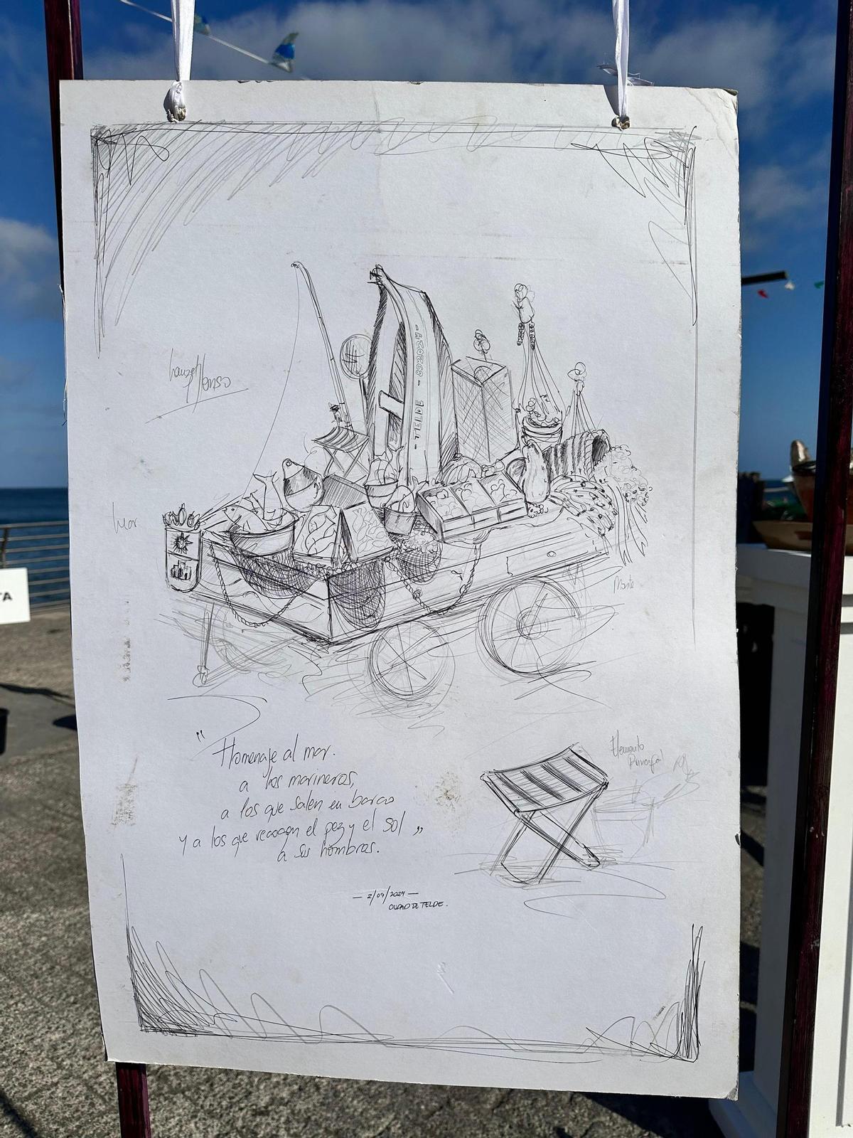El muelle de Melenara acogió ayer por la tarde la presentación de la carreta que representará a Telde