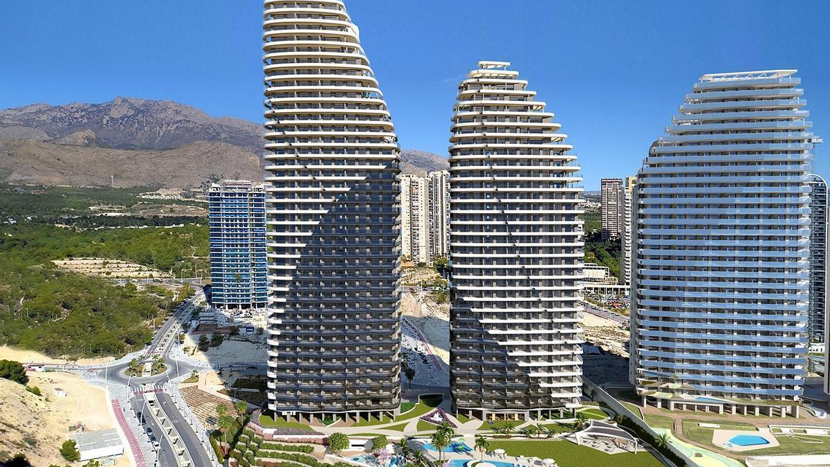 TM Tower, el nuevo rascacielos de Benidorm, deja su silueta en el cielo con drones