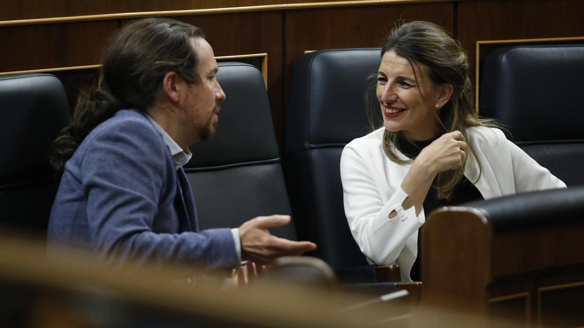 Pablo Iglesias y Yolanda Díaz en el Congreso