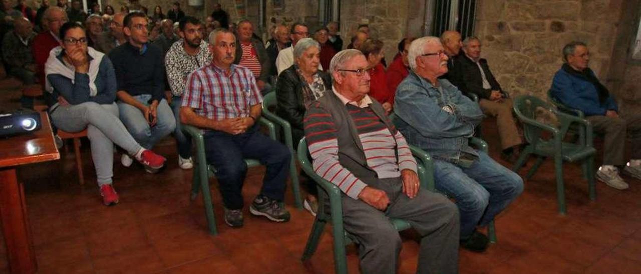 Asistentes a la charla sobre la avispa asiática, a última hora del viernes en Tabeirós. // Bernabé / Adrián Rei