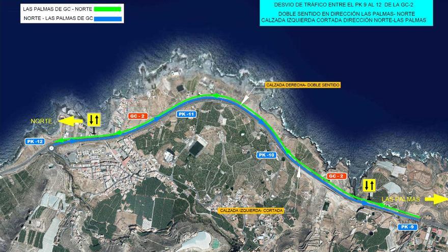 Las obras de la IV Fase de la Circunvalación desvían la circulación de la GC-2