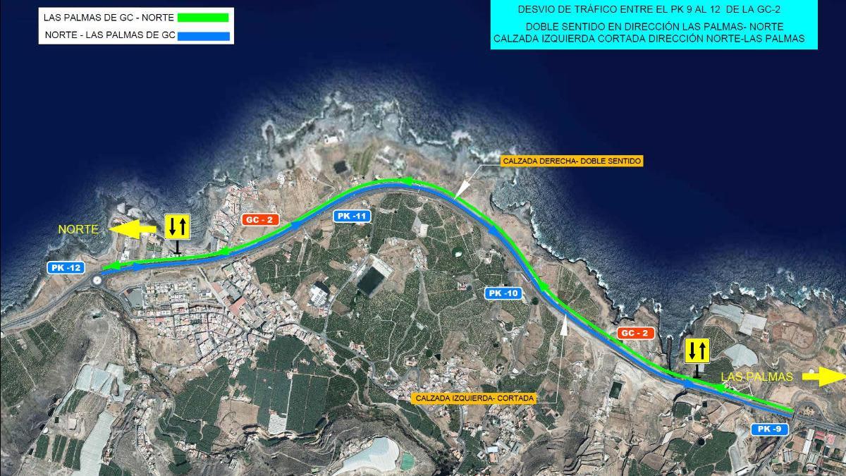 Las obras de la IV Fase de la Circunvalación desvían la circulación de la GC-2