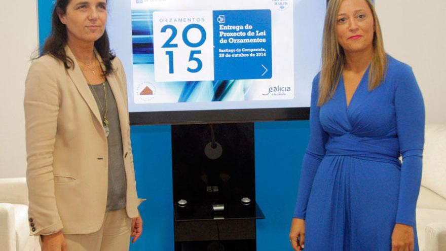 Pilar Rojo y Elena Muñoz en la presentación de los Presupuestos 2015.