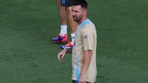 Messi, en un entrenamiento de la selección argentina en Estados Unidos preparando la Copa América.