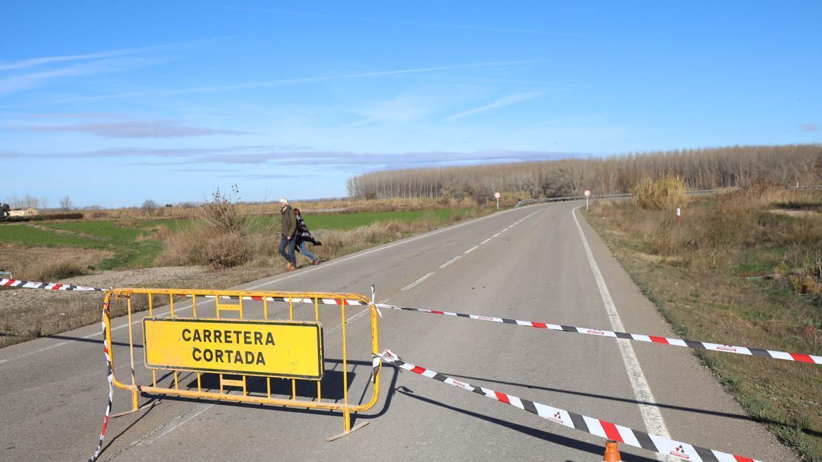 Carretera cortada en Aragón.