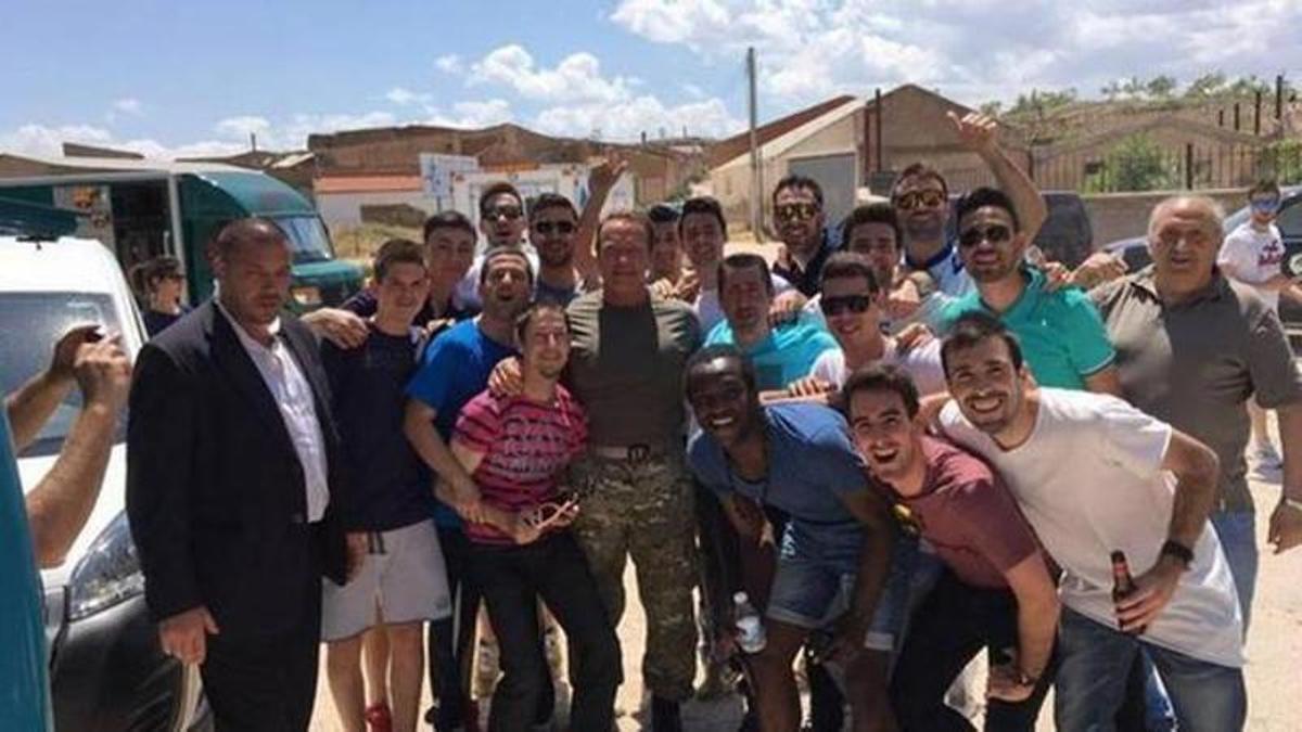 Arnold Schwarzenegger, en Belchite en el año 2016.