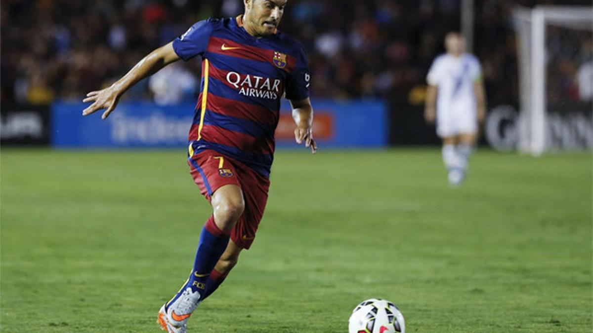 Pedro, en un partido de pretemporada con el Barça