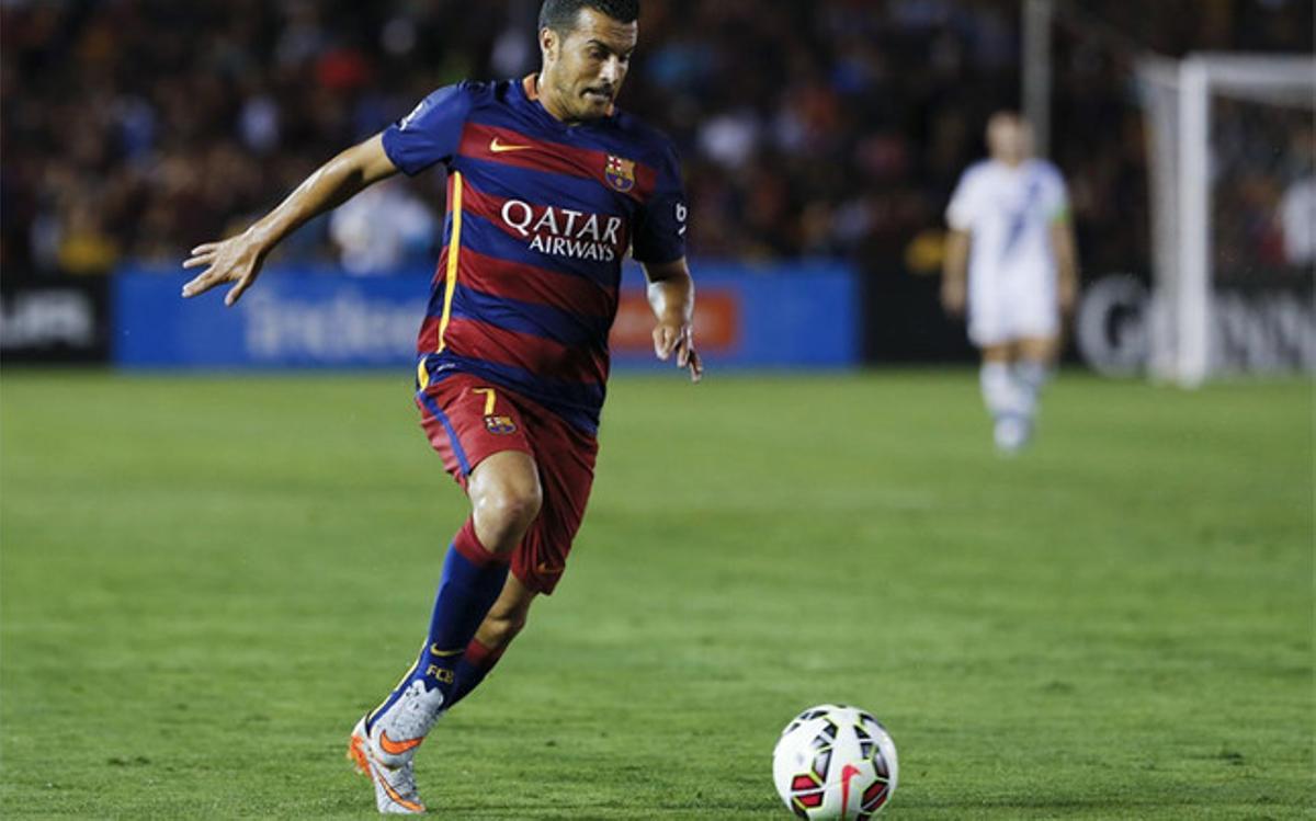 Pedro, en un partido de pretemporada con el Barça Pedro, en un partido de pretemporada con el Barça