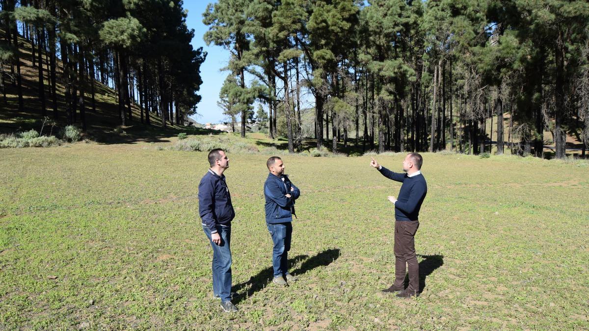 Teodoro Sosa, Ulises Miranda y Heriberto Reyes  de der. a izq.., en la Finca de La Herradura