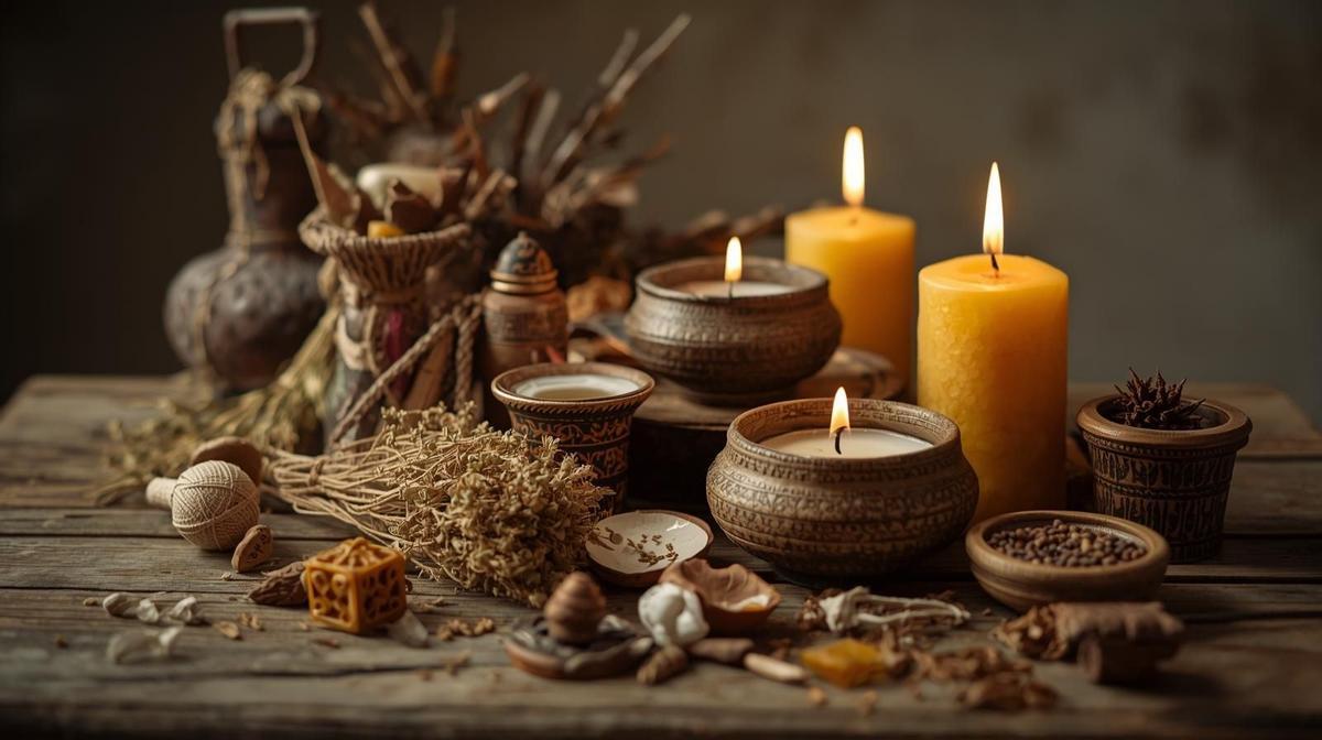 Elementos simbólicos usados históricamente en prácticas espirituales de distintas culturas.