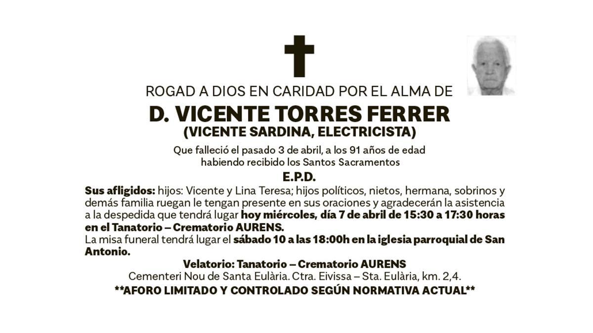 Esquela Vicente Torres Ferrer