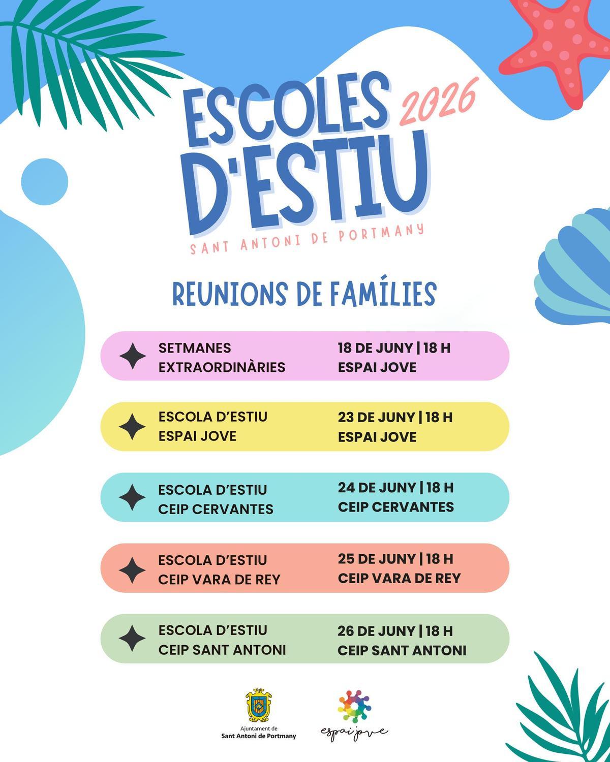 Información sobre las reuniones Escuelas de Verano 2026