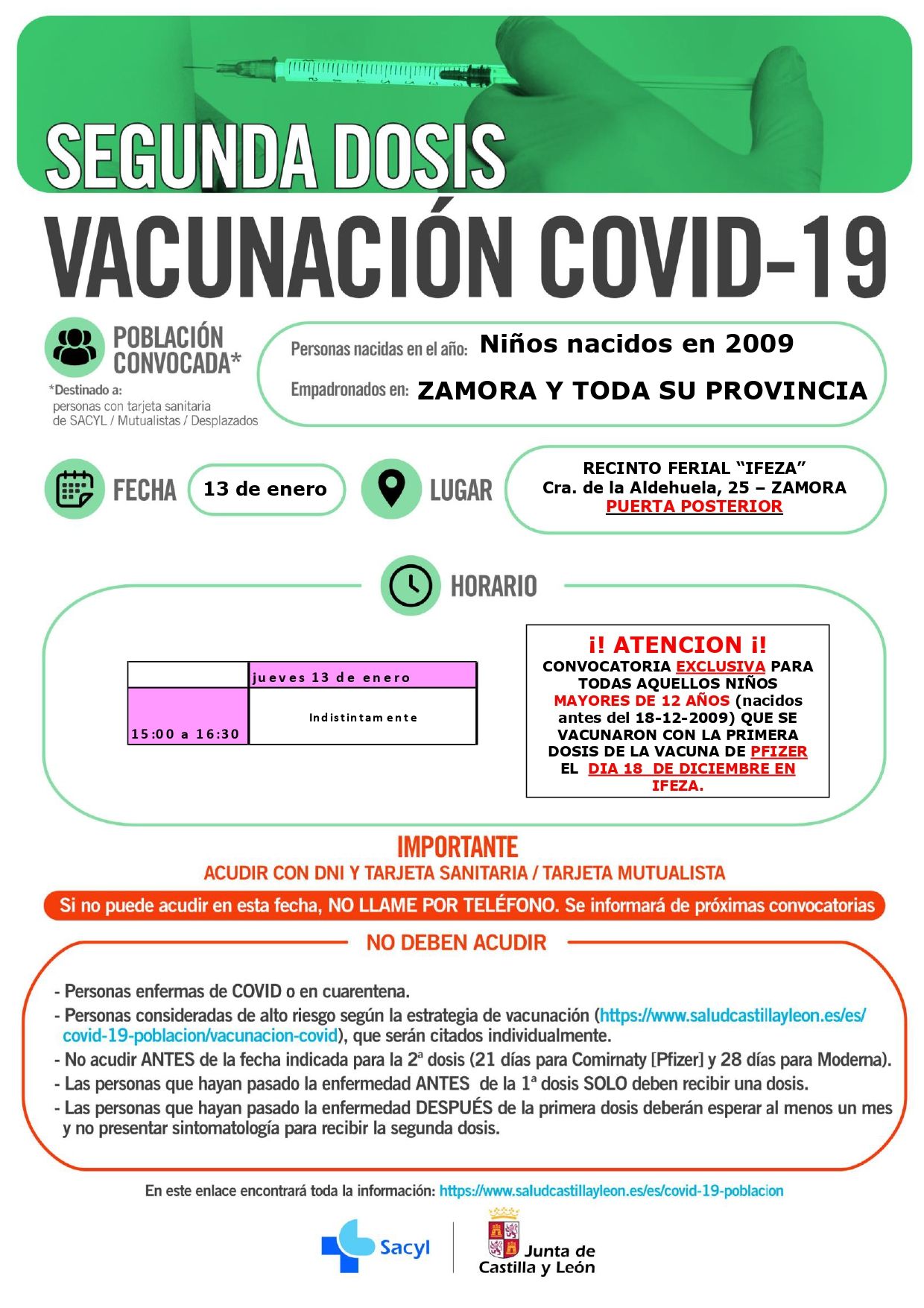 ZAMORA 13 de ENERO  niños nacidos en 2009 SEGUNDA DOSIS page 0001