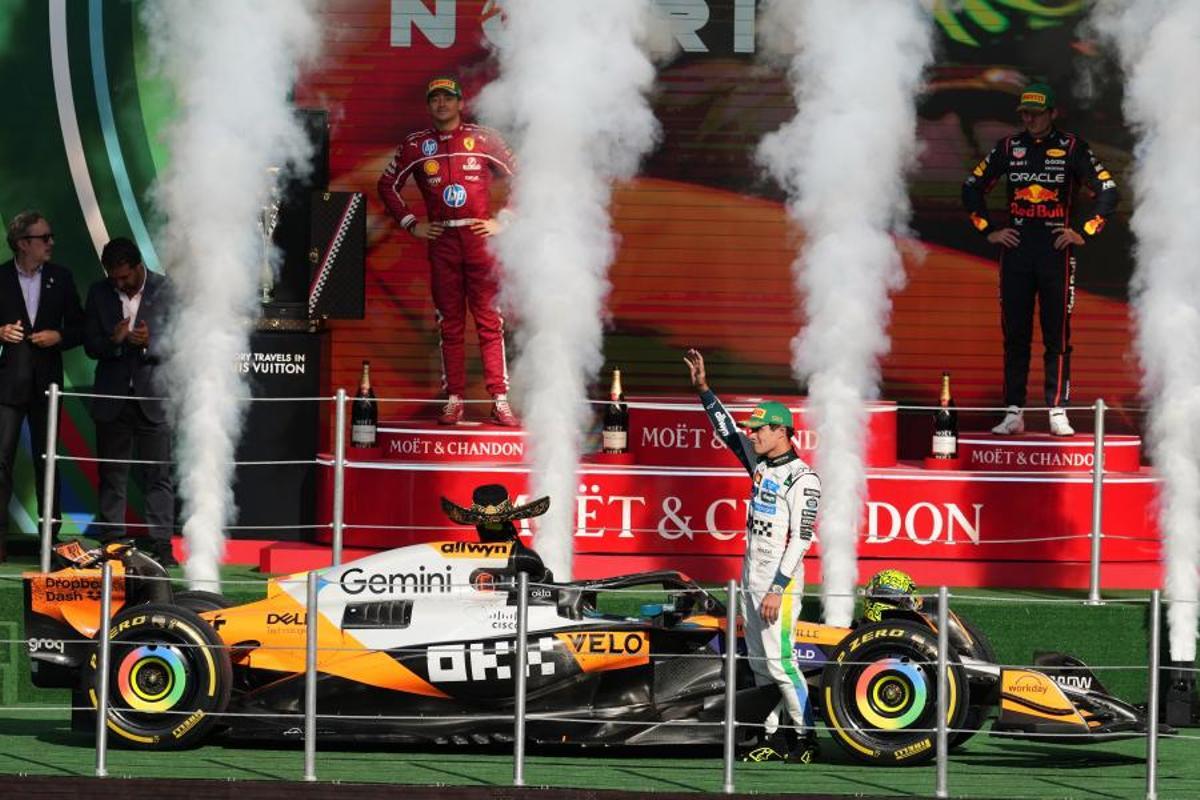 Lando Norris asaltó el liderato y se subió al podio junto a Leclerc y Verstappen