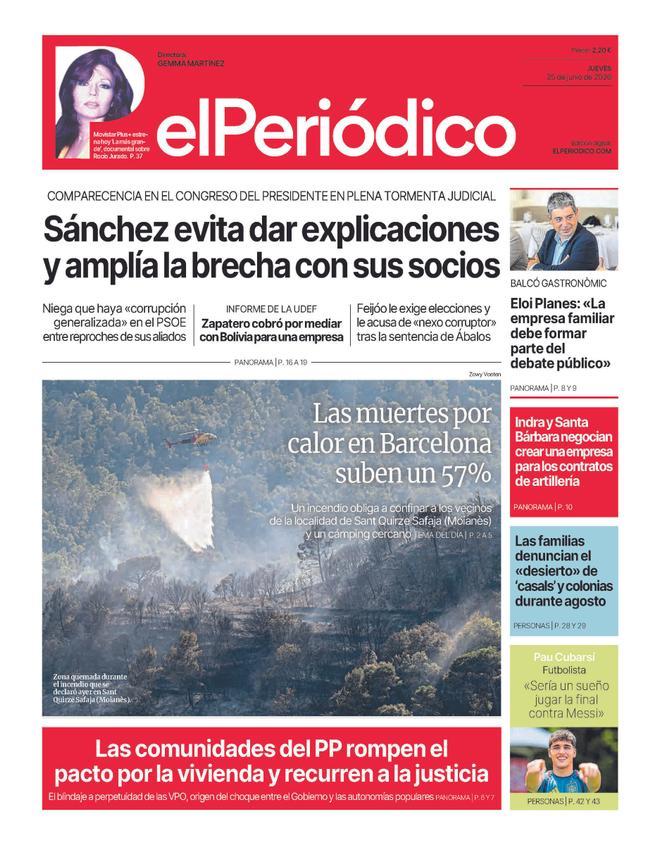 La portada de EL PERIÓDICO del 25 de junio de 2026