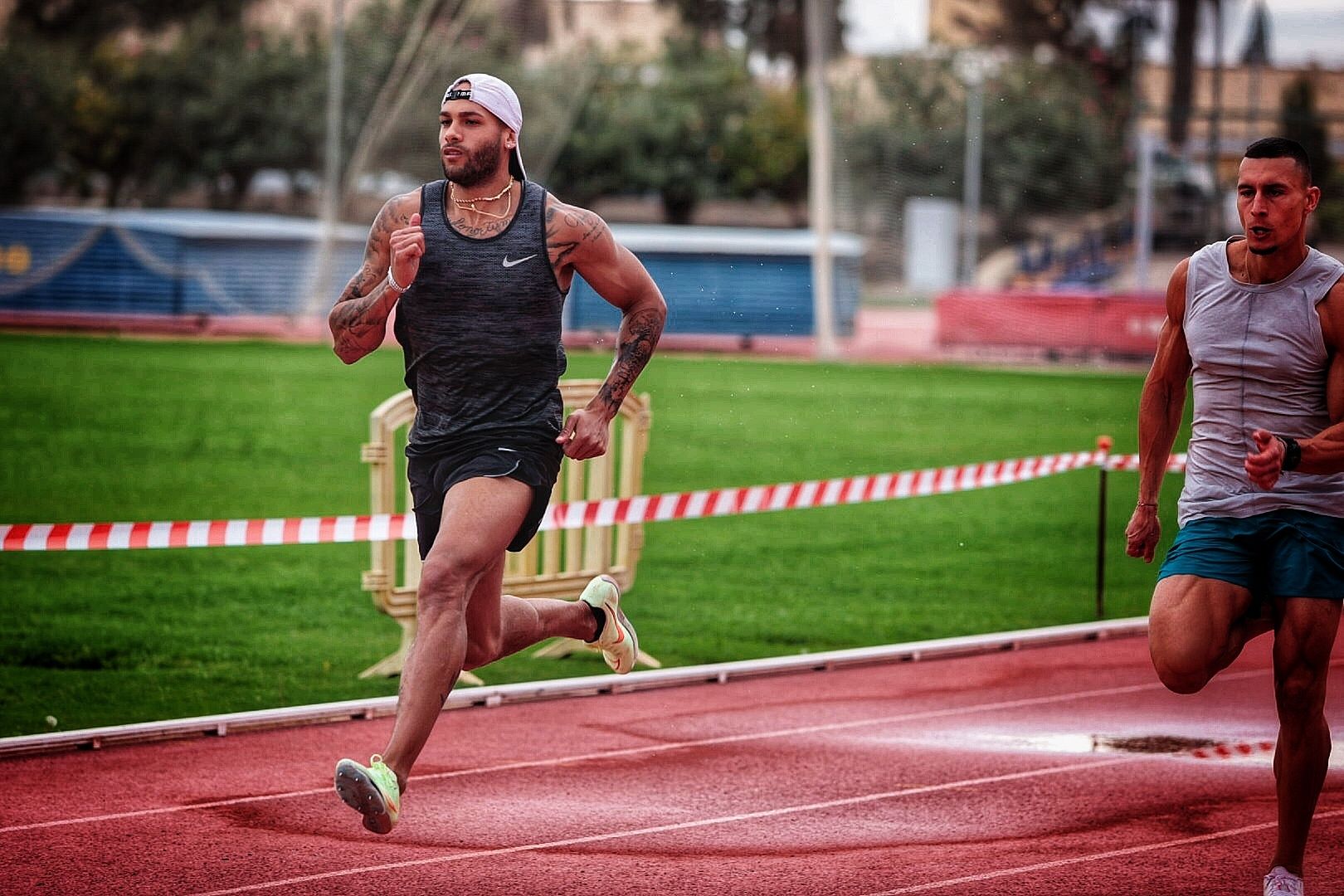 El atleta italiano Marcell Jacobs, oro en los Juegos de Tokio 2020, se entrena en Tenerife