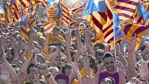 Un aspecto de la movilización de la Diada en Barcelona.