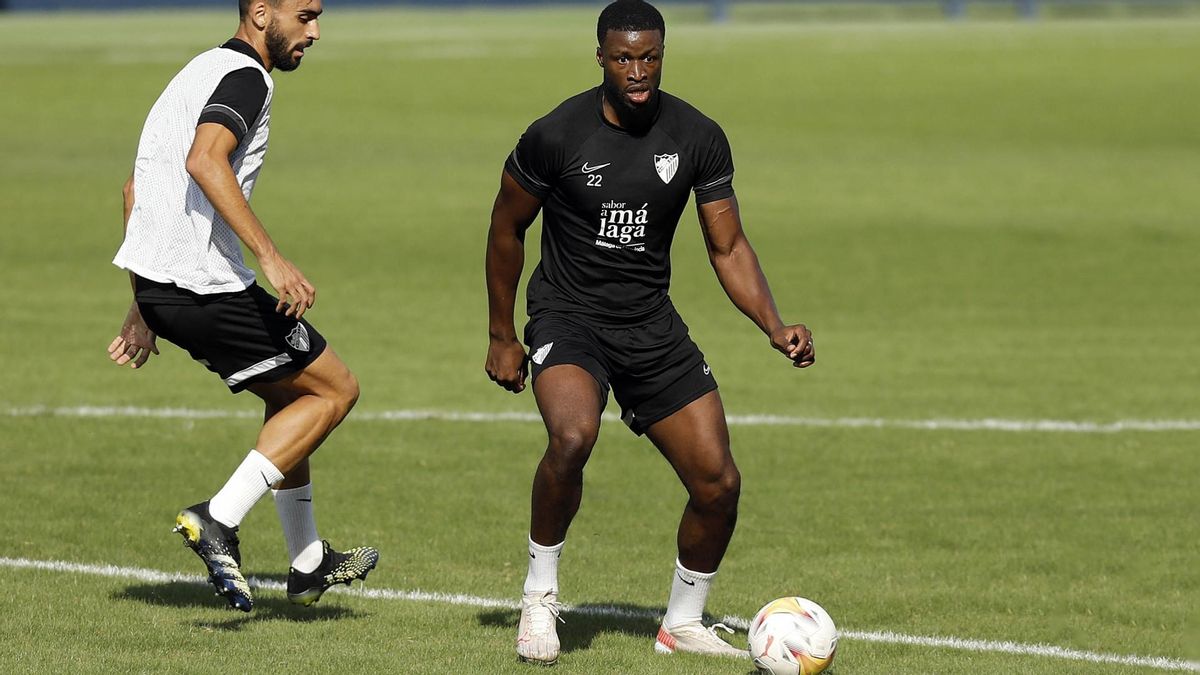 Sekou Gassama, durante el entrenamiento de hoy.