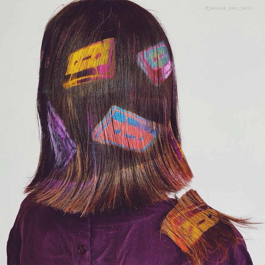 'Hair stencil': Cintas de cassette para un 'print' noventero