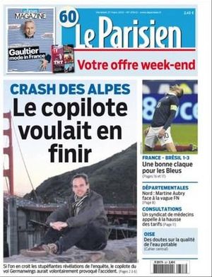 Portada del diari francès ’Le Parisien’.