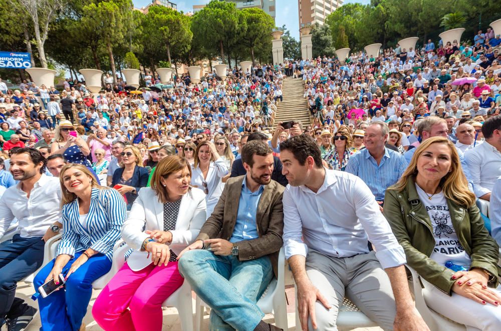 Cerca de 800 personas llenan el auditorio Óscar Esplá del parque de L''Aigüera de Benidorm en el mitin de Pablo Casado