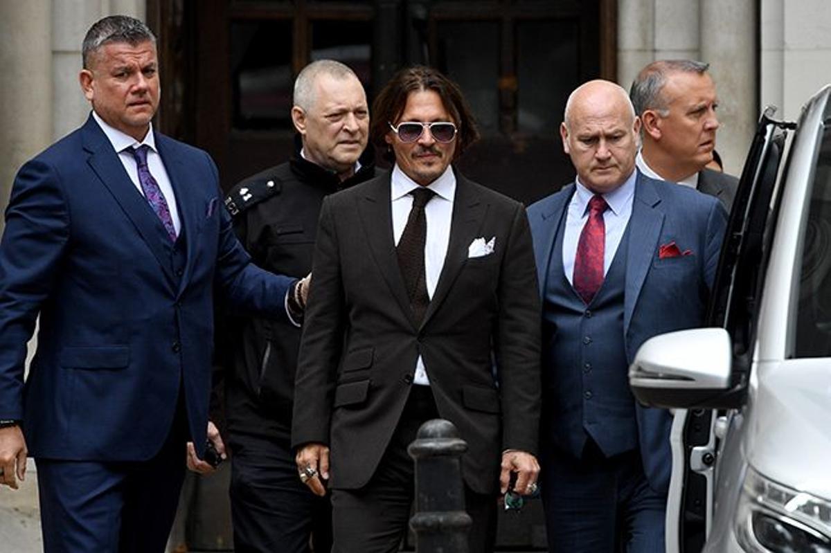 Johhny Depp durante el juicio que tiene lugar en Londres