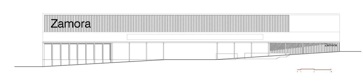 Alzado de la fachada principal de la nueva estación de autobuses de Zamora, que ejecutará la Junta de Castilla y León.