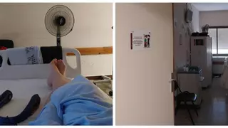 Ventiladores de casa para aliviar el calor en la sexta planta del hospital de Xàtiva