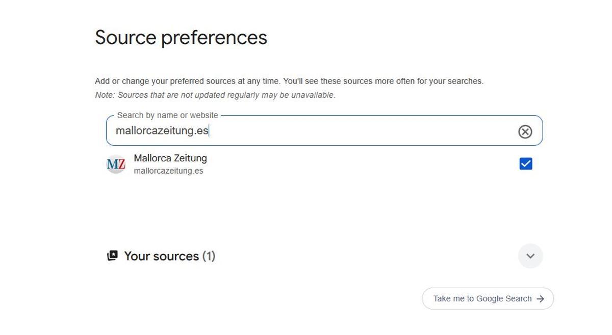 So stellen Sie die MZ bei der Google-Suche als bevorzugte Quelle ein